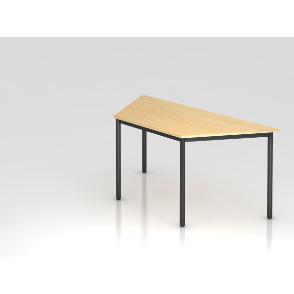 4032062008485 - HAMMERBACHER Konferenztisch ahorn schwarz Trapezform Rundrohr schwarz 1600 x 690 x 720 cm