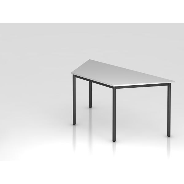 4032062008492 - HAMMERBACHER Konferenztisch lichtgrau schwarz Trapezform Rundrohr schwarz 1600 x 690 x 720 cm