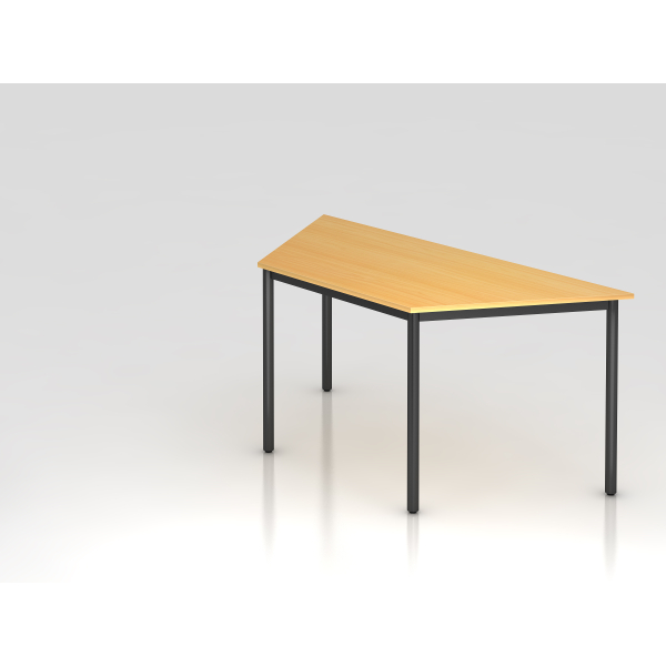 4032062008508 - HAMMERBACHER Konferenztisch buche schwarz Trapezform Rundrohr schwarz 1600 x 690 x 720 cm