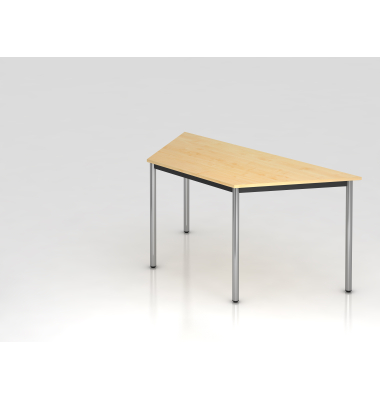 Besprechungstisch D-Serie, 72cm (H), 160x69cm (BxT), Trapezform, ahorn / chrom