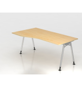 Schreibtisch VAS, manuell h&ouml;henverstellbar, 76cm (H), 180x100cm (BxT), ahorn / silber