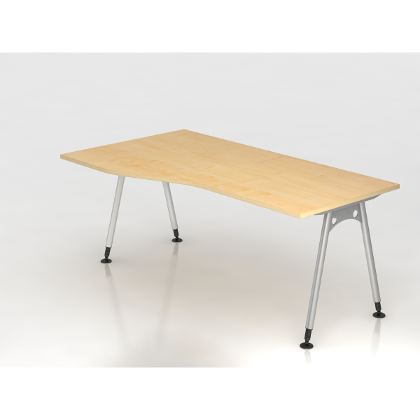 4032062010211 - HAMMERBACHER AS18 höhenverstellbarer Schreibtisch ahorn Trapezform A-Fuß-Gestell silber 1800 x 800 cm