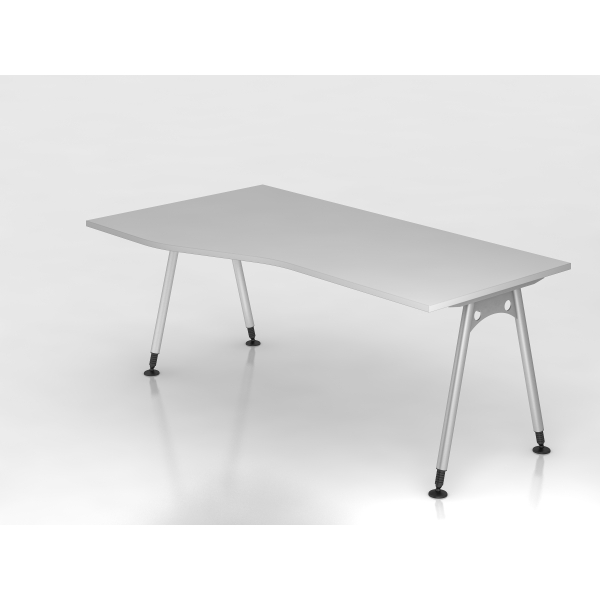 4032062010228 - Schreibtisch VAS manuell höhenverstellbar 76cm (H) 180x100cm (BxT) Grau   silber 4032062010228 Hammerbacher