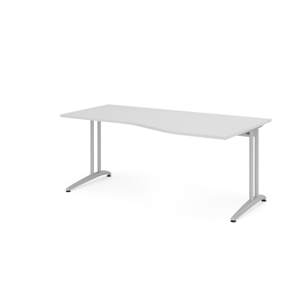 4032062010334 - HAMMERBACHER BS18 Schreibtisch lichtgrau Trapezform C-Fuß-Gestell silber 1800 x 800 1000 cm