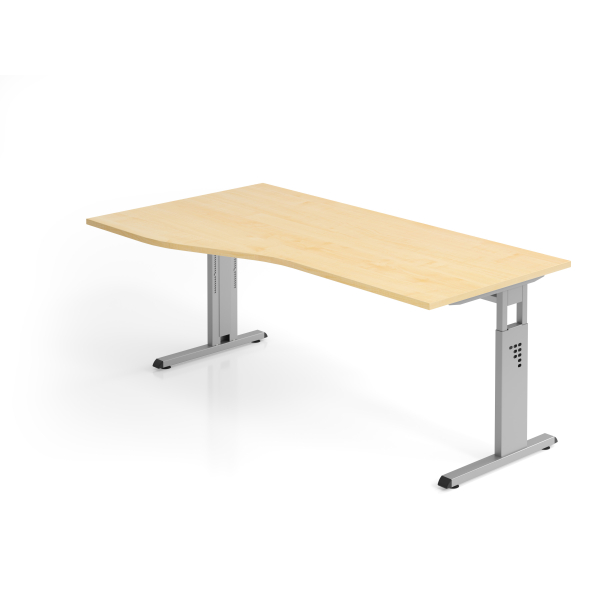4032062010761 - Matrix Höhenverstellbar Schreibtisch Freiform Ahorn Melaminharzbeschichtete Spanplatte Metall C-Fuß 1800 x 1000 x 850 mm