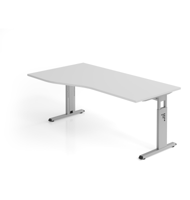 Schreibtisch VOS, manuell h&ouml;henverstellbar, 85cm (H), 180x100cm (BxT), grau / silber