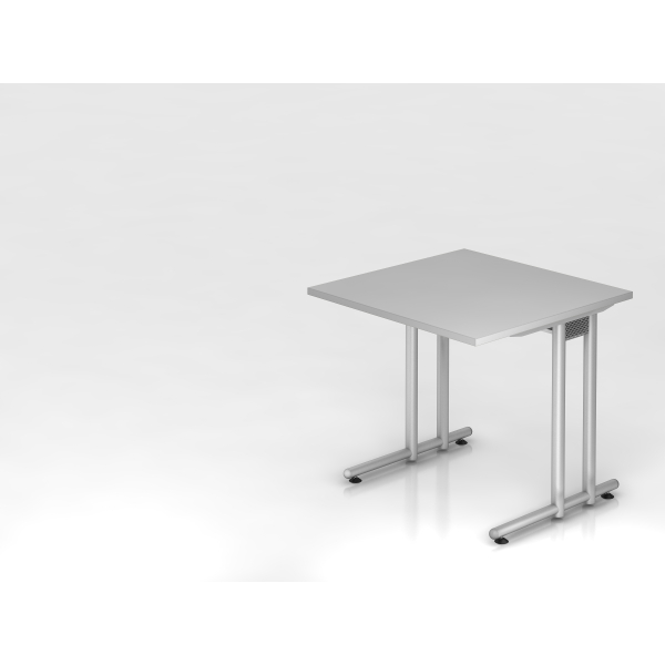 4032062011782 - HAMMERBACHER NS08 Schreibtisch lichtgrau quadratisch C-Fuß-Gestell silber 800 x 800 cm