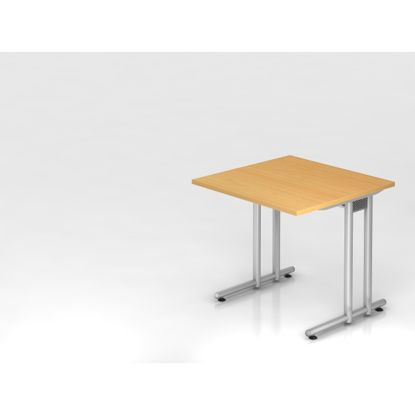4032062011799 - Schreibtisch JENA C-Fuß Rechteck B 800 x T 800 x H 720 mm Gestell alusilber Buche-Dekor