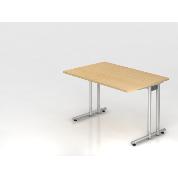 4032062011829 - Schreibtisch JENA C-Fuß Rechteck B 1200 x T 800 x H 720 mm Gestell alusilber Ahorn-Dekor