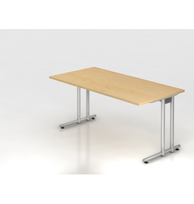 Schreibtisch VNS, 74cm (H), 160x80cm (BxT), ahorn / silber