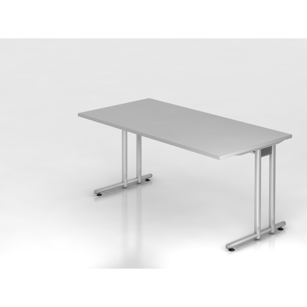 4032062011881 - Schreibtisch JENA C-Fuß Rechteck B 1600 x T 800 x H 720 mm Gestell alusilber lichtgrau