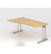 Schreibtisch VNS, 74cm (H), 180x100cm (BxT), ahorn / silber