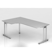 Winkeltisch C-Fu&szlig; 200x120cm 90&deg;GrauSilber
