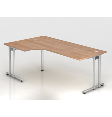 Schreibtisch VNS, 74cm (H), 200x120cm (BxT), nussbaum / silber
