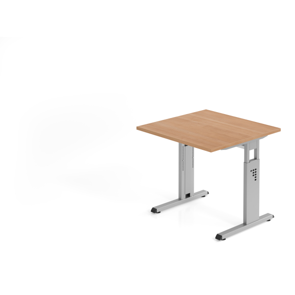 4032062014981 - Schreibtisch VOS manuell höhenverstellbar 85cm (H) 80x80cm (BxT) Nussbaum   silber 4032062014981 Hammerbacher