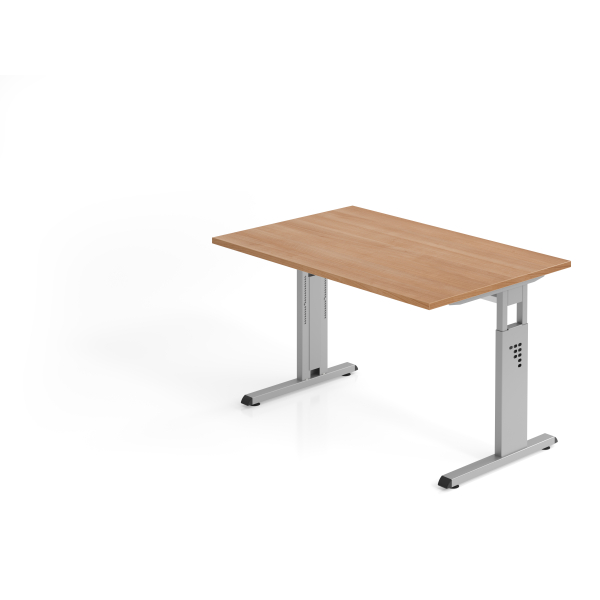 4032062014998 - Matrix Höhenverstellbar Schreibtisch Rechteckig Walnuss Aluminium Holz Kunststoff Spanplatte C-Fuß 1200 x 800 x 850 mm