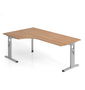 Winkeltisch C-Fu&szlig; 200x120cm 90&deg;Nussb.Silb.