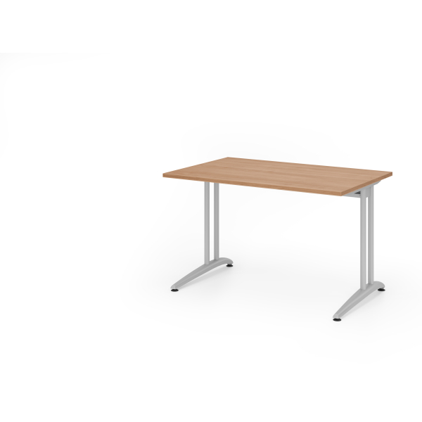 4032062015056 - HAMMERBACHER BS12 Schreibtisch nussbaum rechteckig C-Fuß-Gestell silber 1200 x 800 cm
