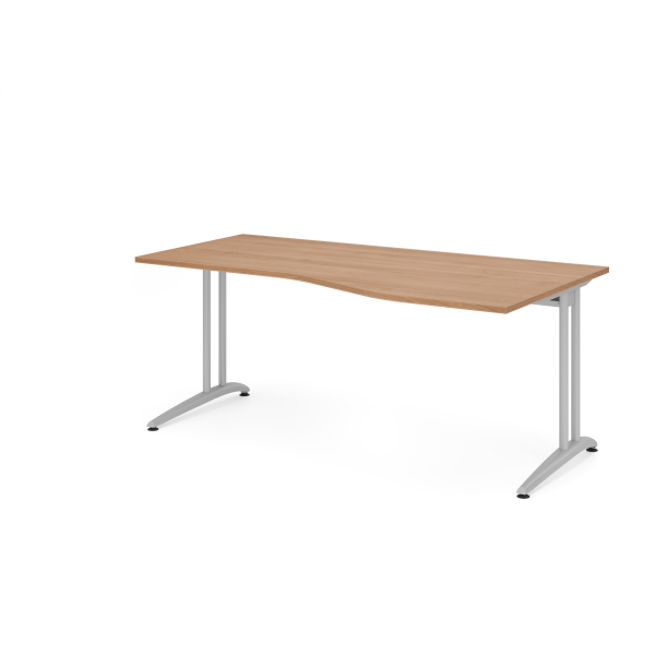 4032062015070 - HAMMERBACHER BS18 Schreibtisch nussbaum Trapezform C-Fuß-Gestell silber 1800 x 800 1000 cm