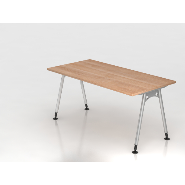 4032062020487 - Schreibtisch VAS manuell höhenverstellbar 76cm (H) 160x80cm (BxT) Nussbaum   silber 4032062020487 Hammerbacher