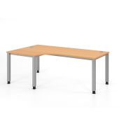 Schreibtisch VQS, manuell h&ouml;henverstellbar, 81cm (H), 200x120cm (BxT), buche / silber