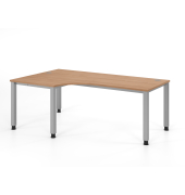 Schreibtisch VQS, manuell h&ouml;henverstellbar, 81cm (H), 200x120cm (BxT), nussbaum / silber