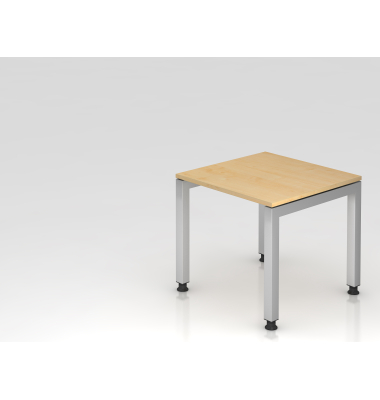 Schreibtisch VJS, manuell h&ouml;henverstellbar, 76cm (H), 80x80cm (BxT), ahorn / silber