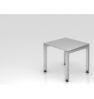 Schreibtisch VJS, manuell h&ouml;henverstellbar, 76cm (H), 80x80cm (BxT), grau / silber