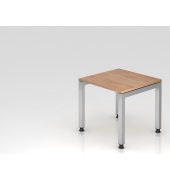 Schreibtisch VJS, manuell h&ouml;henverstellbar, 76cm (H), 80x80cm (BxT), nussbaum / silber