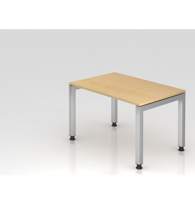 Schreibtisch VJS, manuell h&ouml;henverstellbar, 76cm (H), 120x80cm (BxT), ahorn / silber