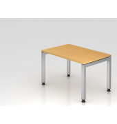Schreibtisch VJS, manuell h&ouml;henverstellbar, 76cm (H), 120x80cm (BxT), buche / silber