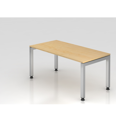 Schreibtisch VJS, manuell h&ouml;henverstellbar, 76cm (H), 160x80cm (BxT), ahorn / silber