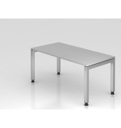 Schreibtisch VJS, manuell h&ouml;henverstellbar, 76cm (H), 160x80cm (BxT), grau / silber