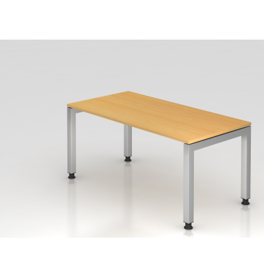 Schreibtisch VJS, manuell h&ouml;henverstellbar, 76cm (H), 160x80cm (BxT), buche / silber