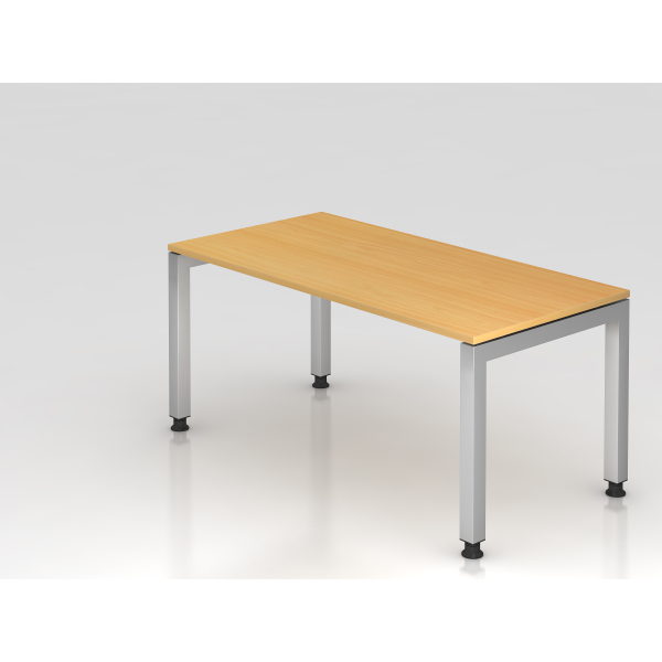 4032062025376 - HAMMERBACHER Prokura höhenverstellbarer Schreibtisch buche rechteckig 4-Fuß-Gestell silber 1600 x 800 cm