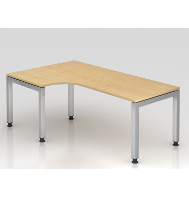 Schreibtisch VJS, manuell h&ouml;henverstellbar, 76cm (H), 200x120cm (BxT), ahorn / silber
