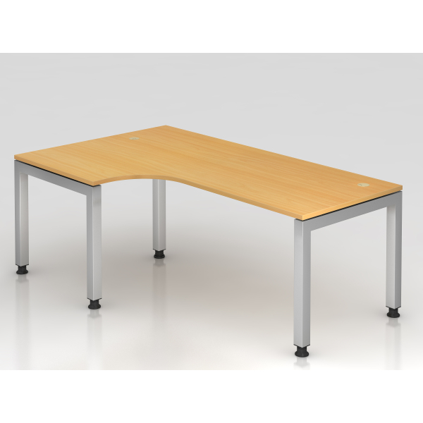 4032062025475 - HAMMERBACHER Prokura höhenverstellbarer Schreibtisch buche L-Form 5-Fuß-Gestell silber 2000 x 1200 cm