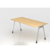 Schreibtisch VAS, manuell h&ouml;henverstellbar, 76cm (H), 180x80cm (BxT), ahorn / silber