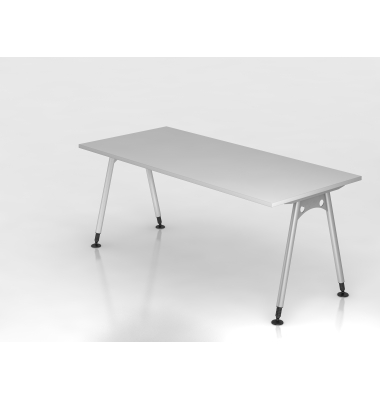 Schreibtisch VAS, manuell h&ouml;henverstellbar, 76cm (H), 180x80cm (BxT), grau / silber