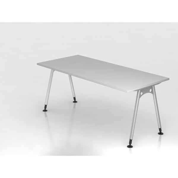 4032062027929 - HAMMERBACHER AS19 höhenverstellbarer Schreibtisch lichtgrau rechteckig A-Fuß-Gestell silber 1800 x 800 cm