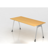 Schreibtisch VAS, manuell h&ouml;henverstellbar, 76cm (H), 180x80cm (BxT), buche / silber