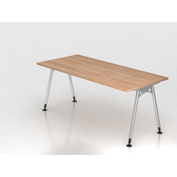 4032062027950 - Schreibtisch VAS manuell höhenverstellbar 76cm (H) 180x80cm (BxT) Nussbaum   silber 4032062027950 Hammerbacher