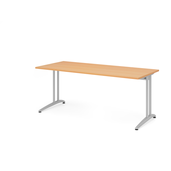 4032062027998 - VBS19 6 SDEAUFB Nicht Höhenverstellbar Gerader Schreibtisch Buche Melamin Silber T-Fuß 1800 x 800 x 720 mm Mit Aufbau