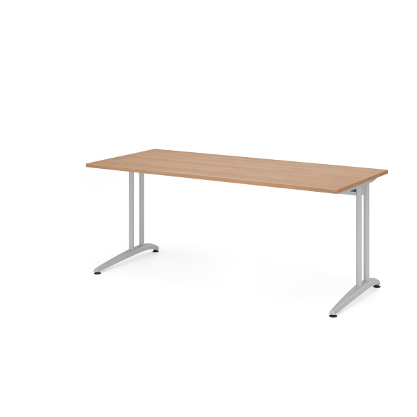 4032062028018 - HAMMERBACHER Altus Schreibtisch nussbaum rechteckig C-Fuß-Gestell silber 1800 x 800 cm