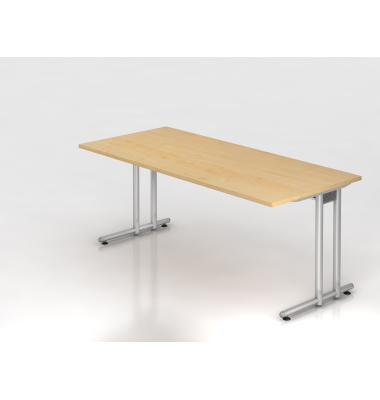 Schreibtisch VNS, 74cm (H), 180x80cm (BxT), ahorn / silber