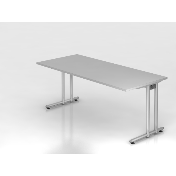 4032062028315 - HAMMERBACHER Prokura Schreibtisch lichtgrau rechteckig C-Fuß-Gestell silber 1800 x 800 cm