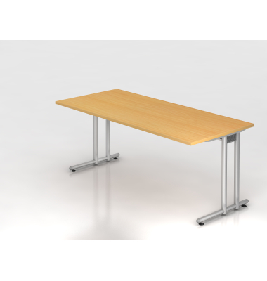Schreibtisch C-Fu&szlig; 180x80cm BucheSilber