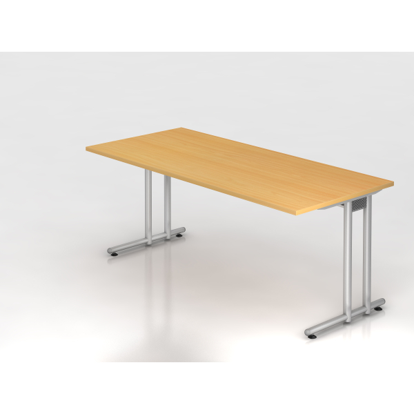 4032062028322 - HAMMERBACHER Prokura Schreibtisch buche rechteckig C-Fuß-Gestell silber 1800 x 800 cm