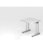 Schreibtisch C-Fu&szlig; 80x80cm Wei&szlig;Silber
