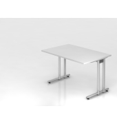 Schreibtisch C-Fu&szlig; 120x80cm Wei&szlig;Silber